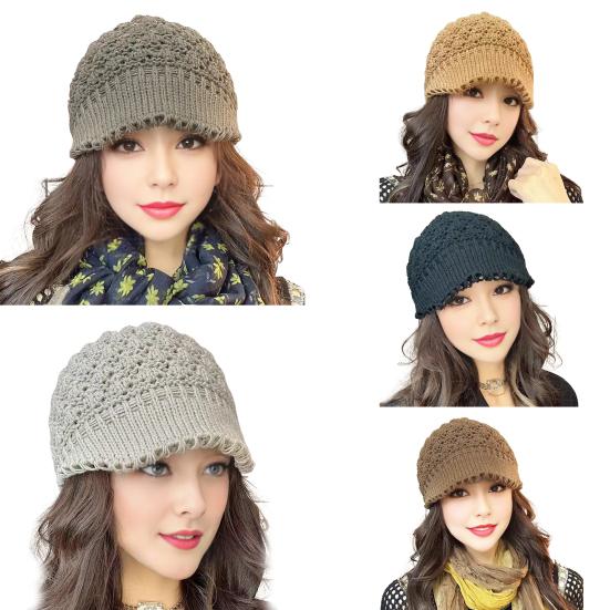 Зимняя вязаная шапка с козырьком, теплая шапка-чепец для холодной погоды, женская объемная снежная шапка