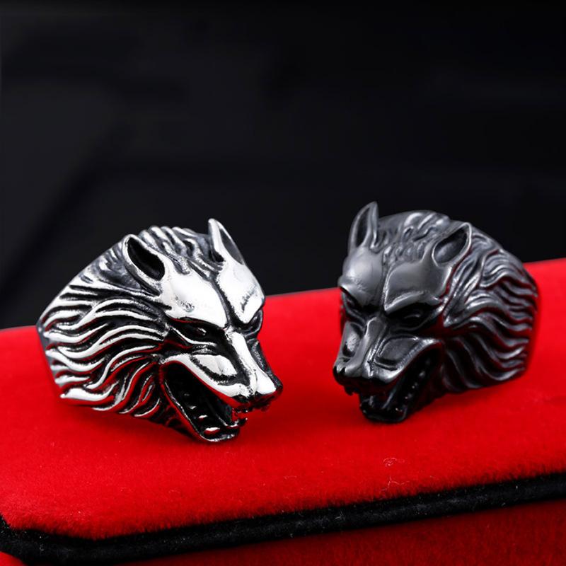 Retro Jewelry Exaggerated Men's Wolf Head Trendy Versatile Fashion Ring