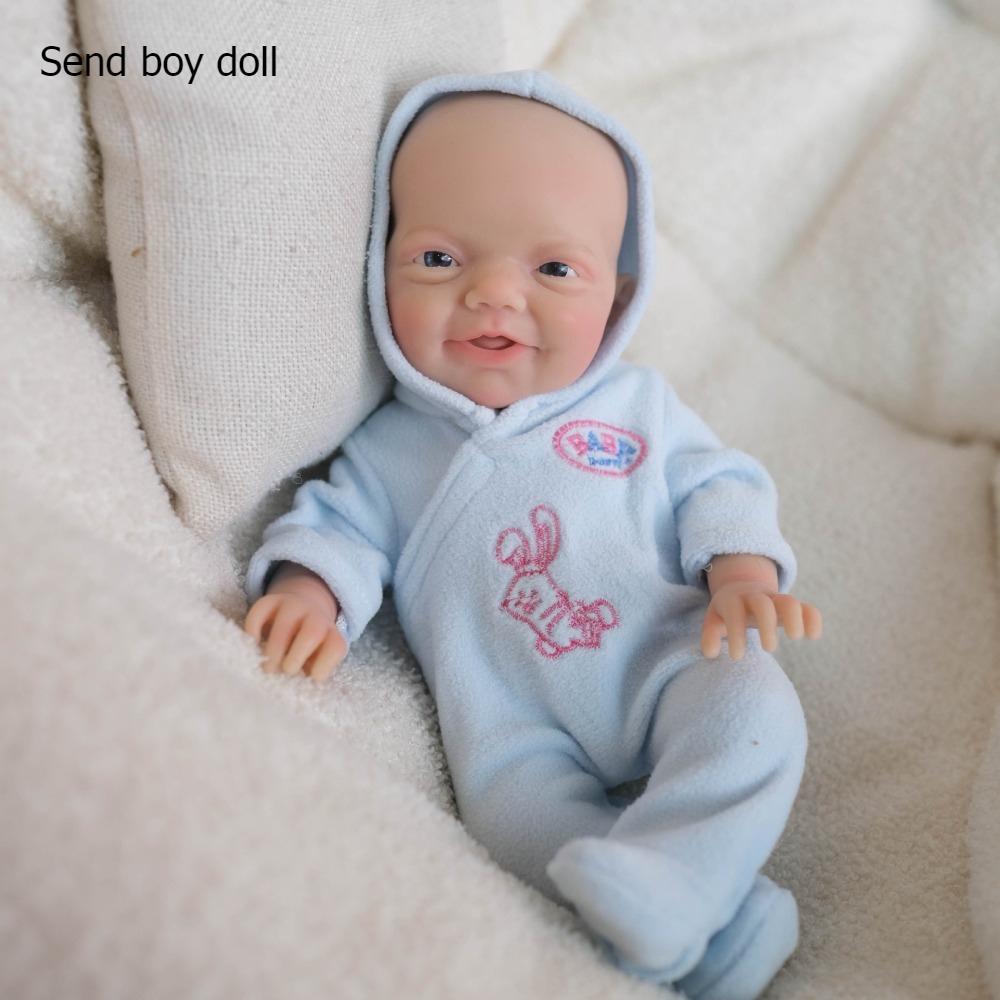 8-дюймовая кукла-реборн из цельного силикона Чарли Кролик Печать Синие Штанишки Силиконовая кукла Мягкая Q Эластичная кукла-реборн для ребенка Рождественские подарки