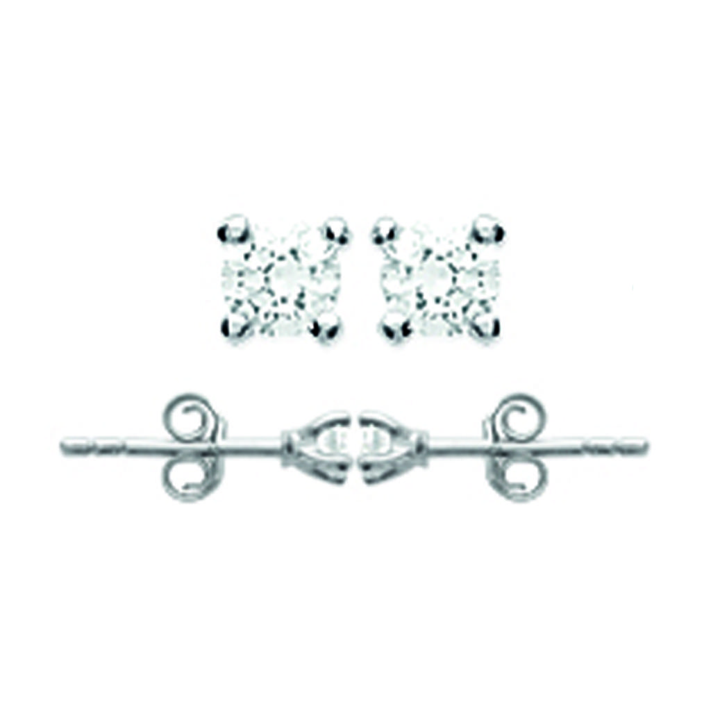 Les Trésors De Lily [L5023] - 'Essentiel' Silver Earrings, Silver-white (rhodium-plated) - 3 Mm