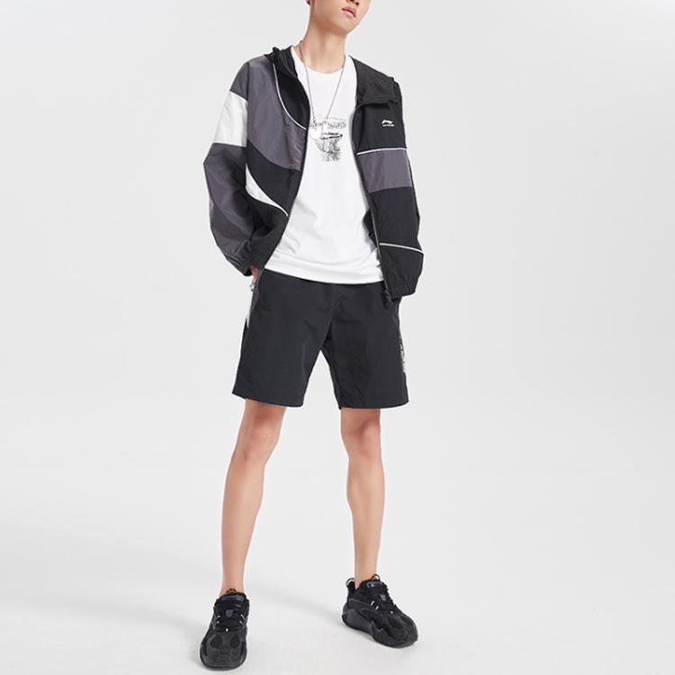 Li Ning свободная повседневная куртка с капюшоном мужские куртки черные AFDQ395-3
