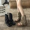 2024 Весна-Осень женские рыцарские сапоги на толстой подошве модные плоские сапоги на толстой подошве для женщин ковбойские туфли в стиле вестерн