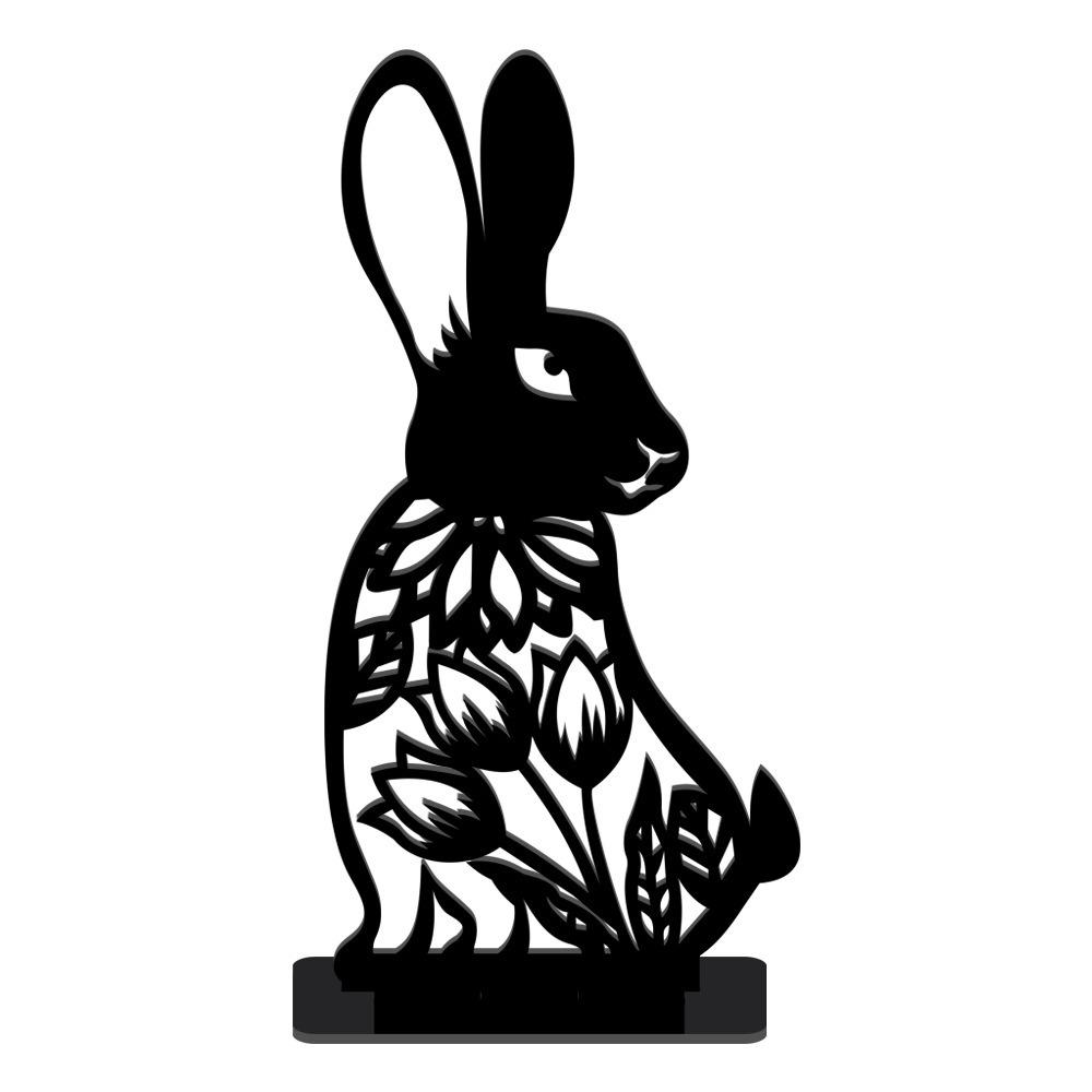 Creative Cartoon Rabbit Easter Decorative Figurines Easter Egg Black Desktop Ornament DIY Acrylic Table Ornament Home decoration