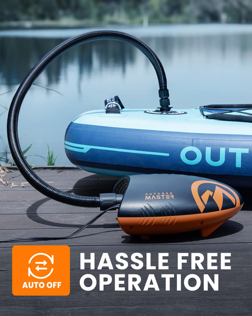 OutdoorMaster Shark 2 Digital Car-Powered SUP Pump - 12V DC Wired Electric Inflator for Stand up Paddle