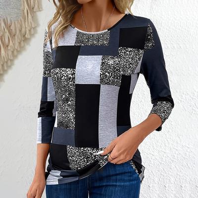 Модные женские футболки с нерегулярным клетчатым узором, повседневные трендовые футболки с длинными рукавами, дизайнерская женская одежда Y2K, топы, уличная одежда