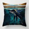Nordic Mountains Sunrise Whale Metal Painting Pillowcase Sofa Decoration Cushion Cover  Home Decoration Cushion Cover