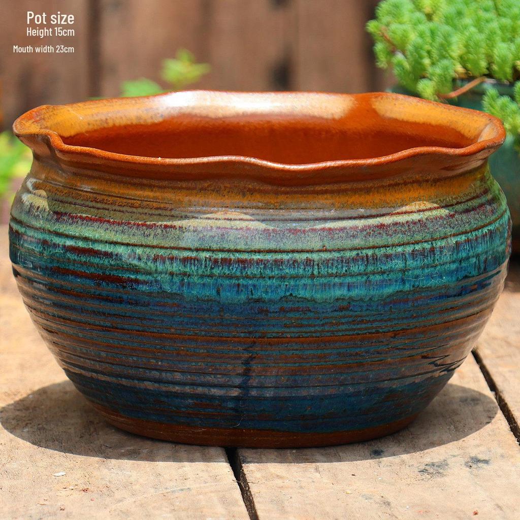 Large Handmade Ceramic Pottery Planter for Courtyard Landscaping - Ideal for Tall Orchids and Bougainvillea