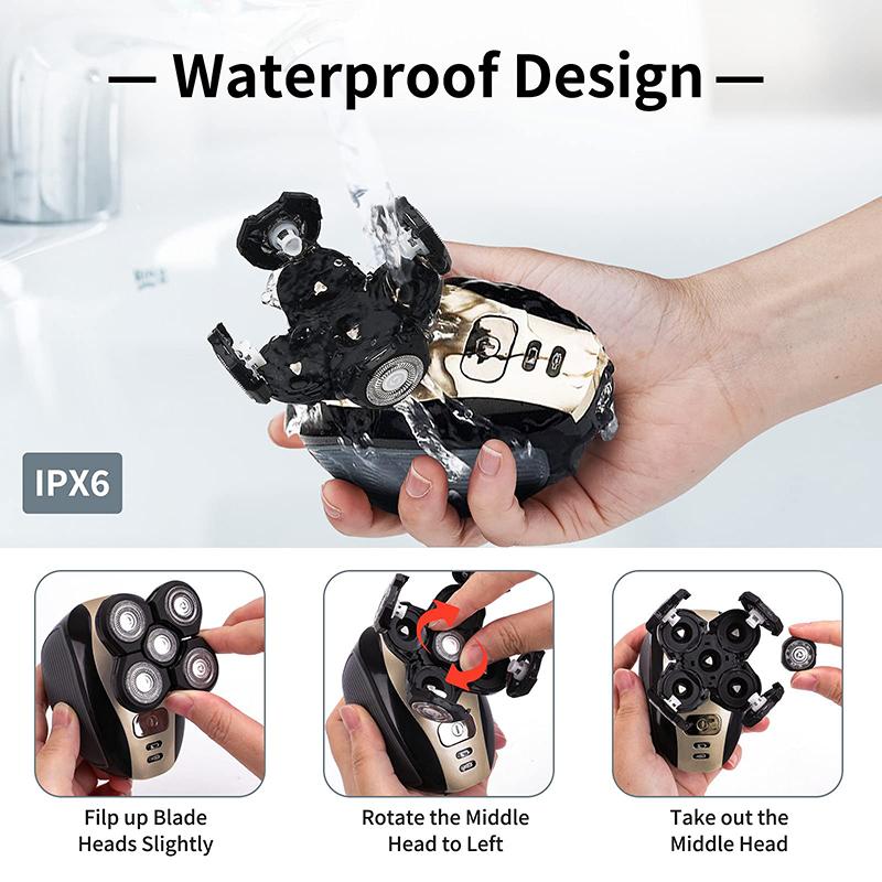 4D New 5-in-1 Floating Head Men's Electric Shaver Portable Rechargeable IPX7 Waterproof Shaver Nose Hair Trimmer Bald Body Razor