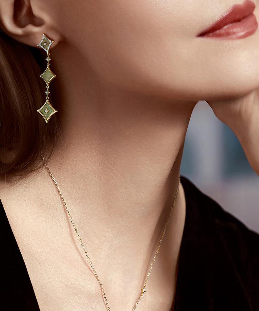Lola Rose Starry Aventurine Chain Drop Silver Earrings