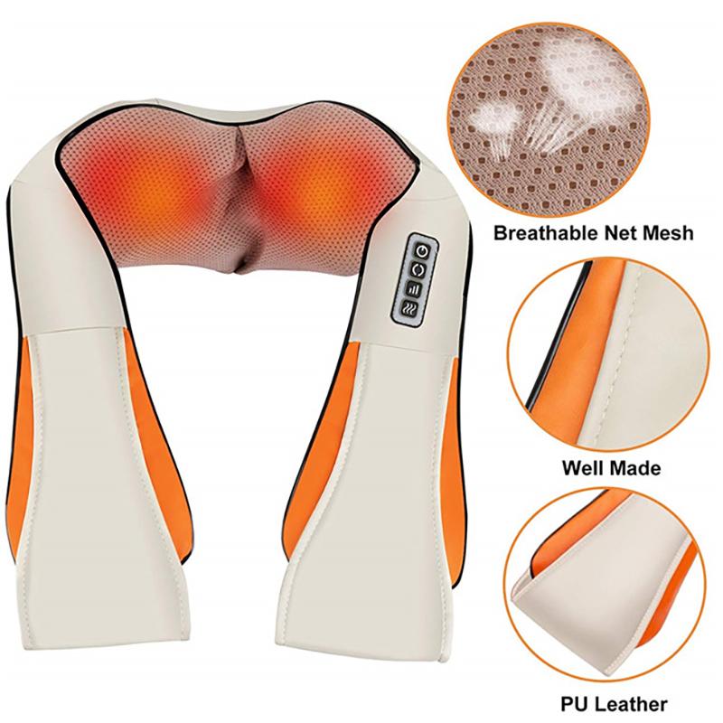 U-образный разминающий шиацу с инфракрасным подогревом, разминающий автомобиль/домашний массажер, шейный массажер для спины и шеи, устройство для шаль, массажер для плеч