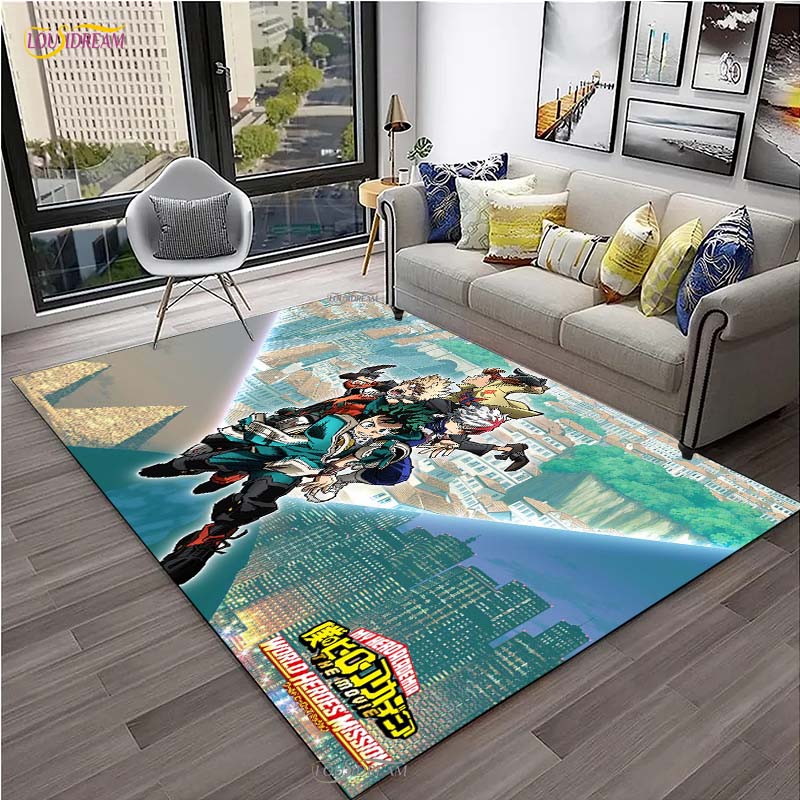 Cartoon Anime Carpet for Living Room Bedroom Rug My Hero Kitchen Kids Door Unslip Floor Mats Birthday gift photography props Rug