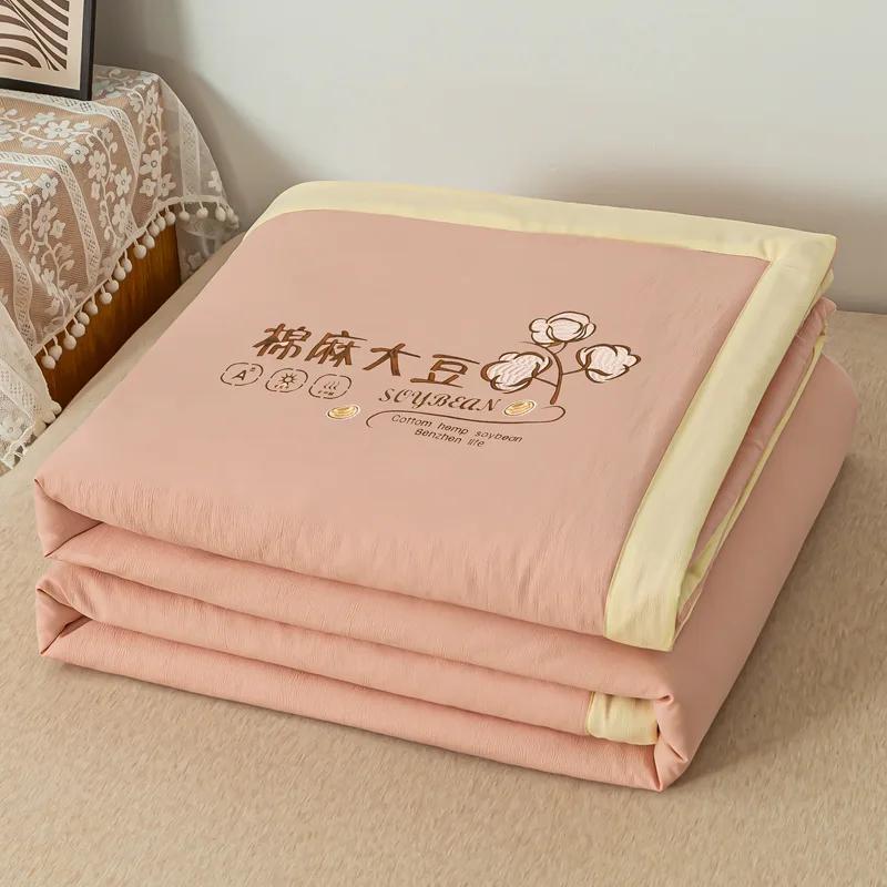 Двухслойное летнее одеяло из хлопка и льна нового класса А, летнее одеяло из стираного хлопка и льна, воздухопроницаемый чехол