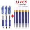 13pcs/set Ballpen Retractable Gel Pens Black/red/blue Ink Large Capacity 0.5 Mm Replaceable Refills Office & School Stationery