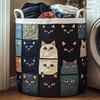 Quilted Laundry Basket, Thick Durable Fabric Storage Hamper, with Reinforced Handles, Clothes Toys Organizer for Home Decor