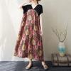 Новое летнее платье размера плюс с коротким рукавом 2025 года, свободное женское повседневное винтажное платье с цветочным принтом и V-образным вырезом, макси