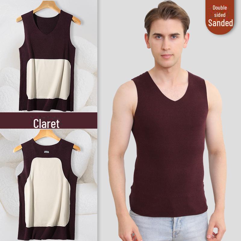 Мужской бесшовный шелковый жилет: Теплый, на бархатной подкладке, с подогревом сзади, облегающий крой, большой размер, идеально подходит для осени и зимы.