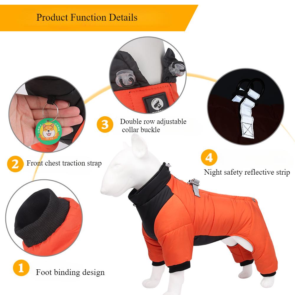 Новая одежда для домашних животных, водонепроницаемая одежда для собак, ночное отражение, утолщенная изоляция, хлопковое пальто для домашних животных, зимнее, сохраняющее ноги в тепле, модная куртка для собак