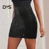 Women Mini Skirt High Waist Sequin Short Skirt Sexy Style Hip Wrapped Sparkling Skirt Parties Weddings Clubs Wear
