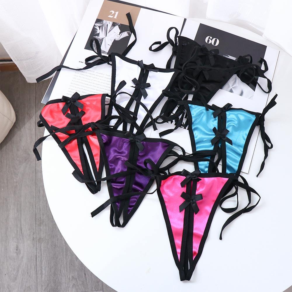Sexy Lingerie Open Crotch Low Waist Thin Belt Bandage Underwear Sex Thongs Women Panties T-Pants
