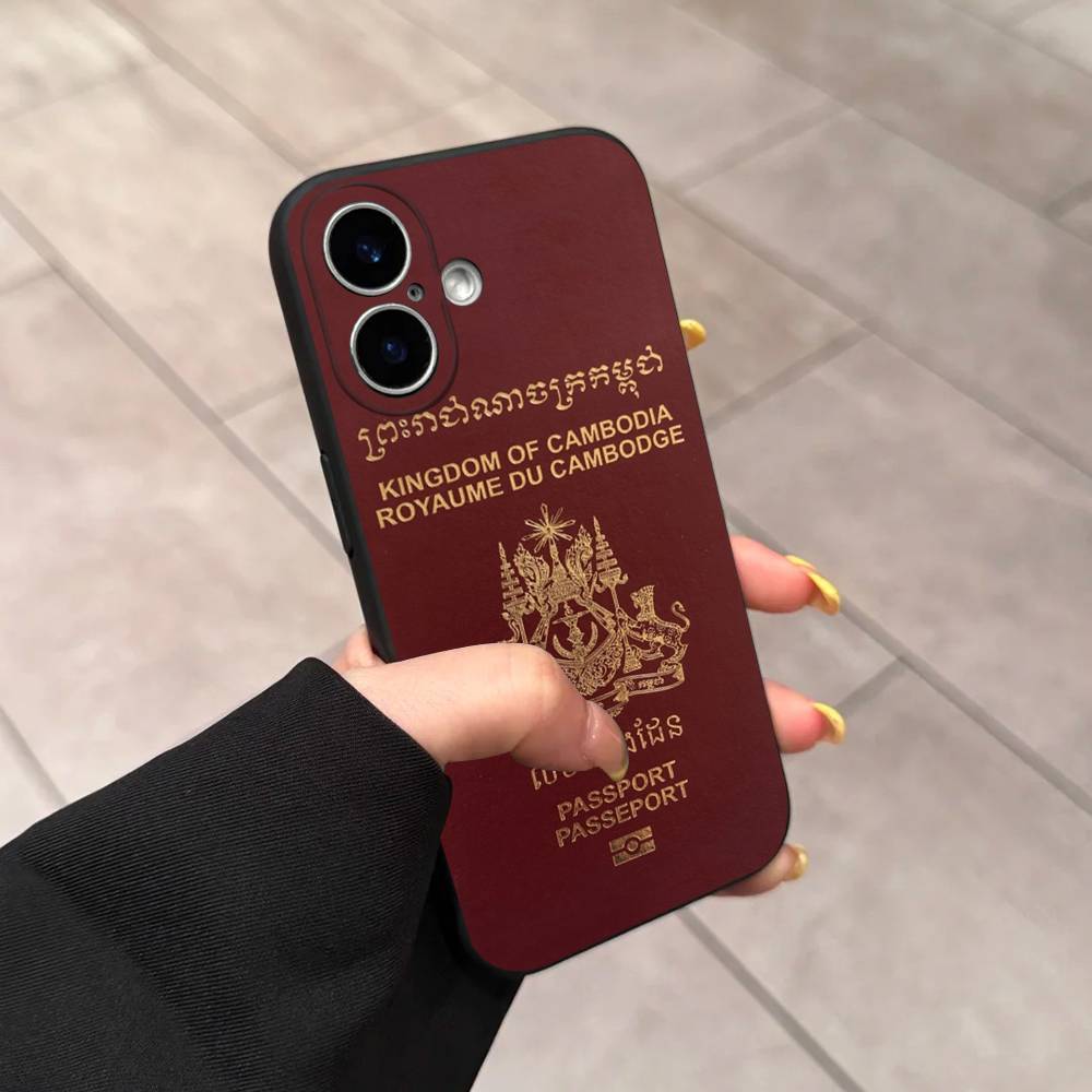 Cambodia Flag Black Matte Phone Case For iphone 17 Air 16 15 14 13 12 11 Pro Max Plus Back Cover TPU Soft Case