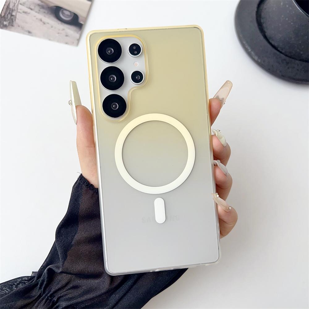 For Magsafe Magnetic Gradient Matte Case For Samsung Galaxy S26 S25 S24 S23 Ultra Plus FE A17 A56 A55 A16 Clear Bumper Cover