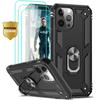 Case for iPhone 13 Pro - Ultra Resistant - Black - 2 Tempered Glass - 360° Rotating Stand - Hard PC