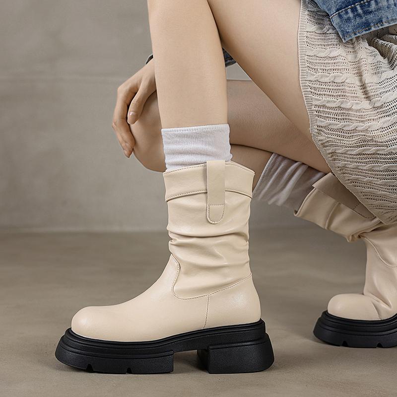 Модный дизайнер винтажные женские полусапоги до середины икры модные слипоны короткие ботильоны женские лаконичные толстые каблуки largas ботильоны