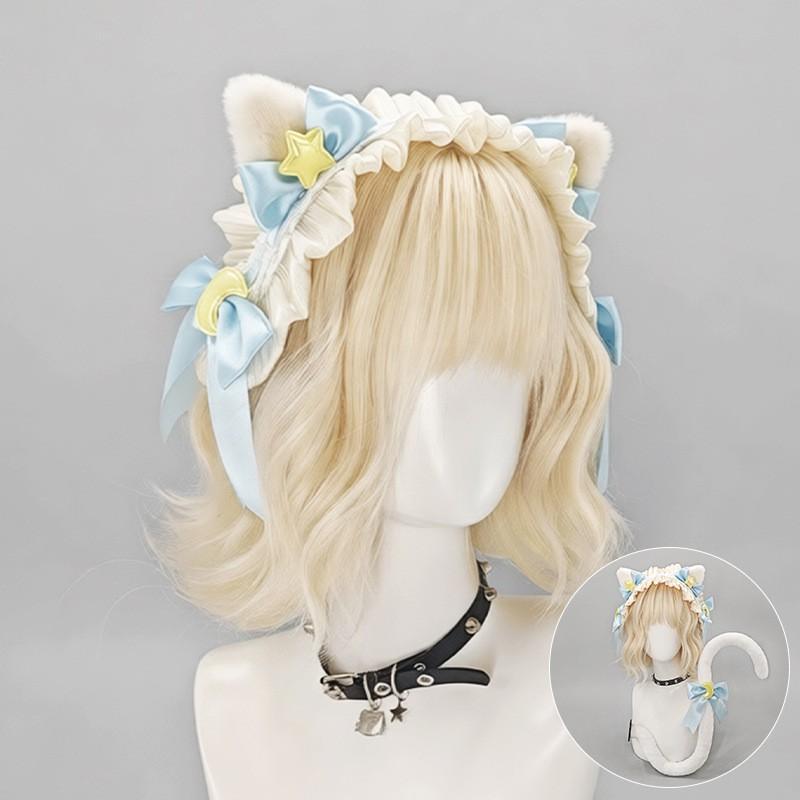 Fluffy Cat Ear Headband Cosplay Anime Convention Y2K Kawaii Lolita Hair Accessory Soft Plush Hairband