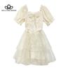 Cute Bow Sweet Summer Short Princess Dress Tutu Ladies Dress Woman Fashion Elegant Dress Beach Party Dress