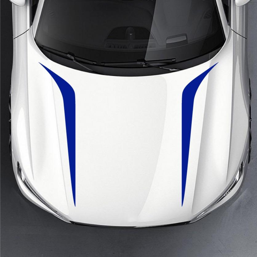 2Pcs Car Decals Striped Engine Hood Body Vinyl Decals Hood Cover Decals New Professional Multi-Fit Styling Auto Decoration