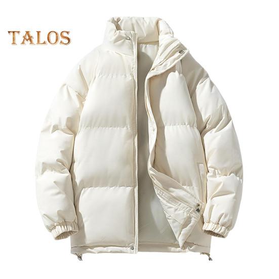 Зимнее хлопковое пальто с воротником-стойкой, длинным рукавом, застежкой-молнией, пуховая куртка с карманами, однотонная, свободный крой, утепленная теплая верхняя одежда