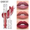 QIBEST Diamond Liquid Lipstick Metallic Non-stick Cup Non-fading Lip Gloss Moisturizes Pearlescent Fine Shine Lip Glaze