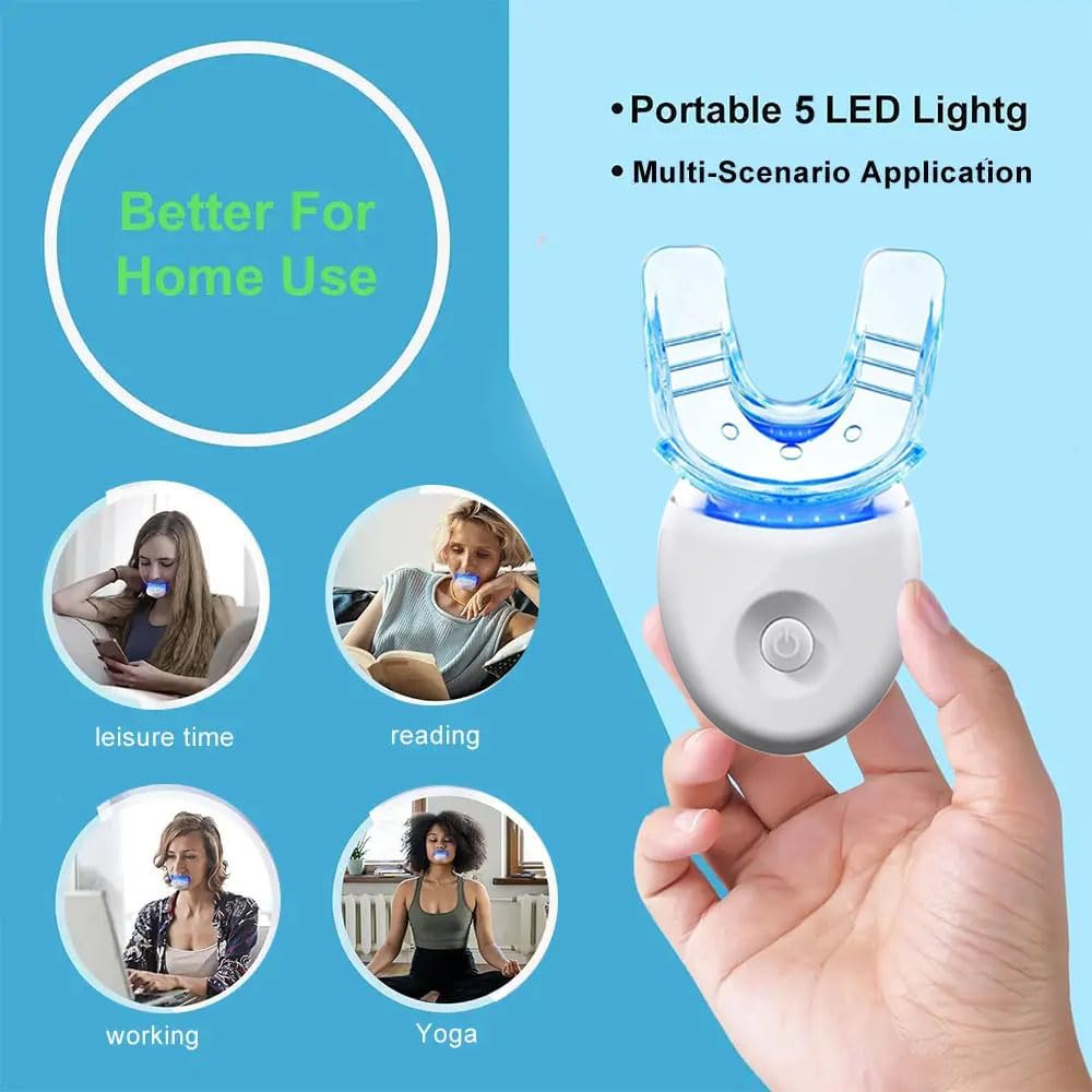 Роскошный набор для отбеливания зубов с синим светодиодным устройством для отверждения, капа для полости рта, стоматологический гель для чувствительных зубов, средство для удаления пятен, безопасная эмаль