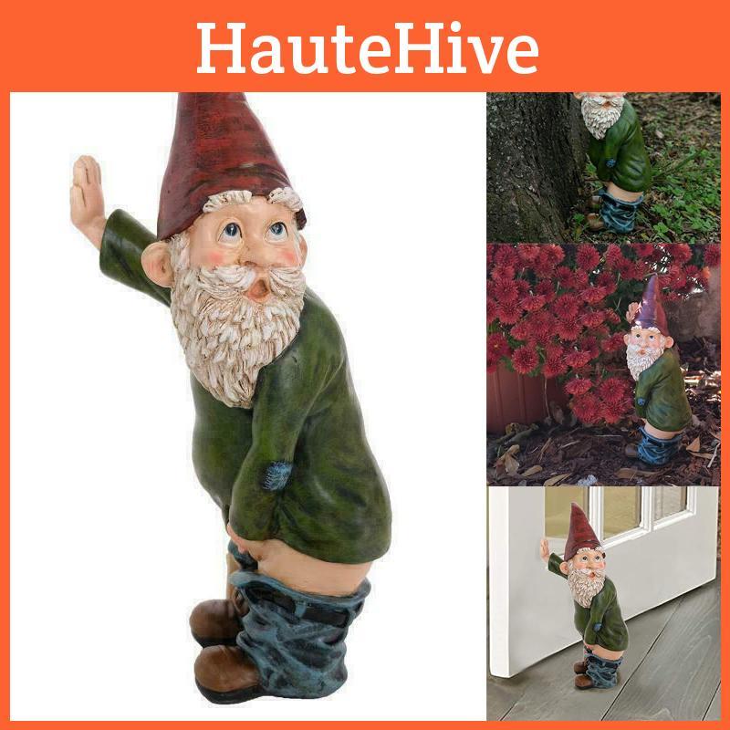 Naughty Gnome Garden Funny Ornament Durable Resin Dwarf Lawn Yard Outdoor Decor Sculpture