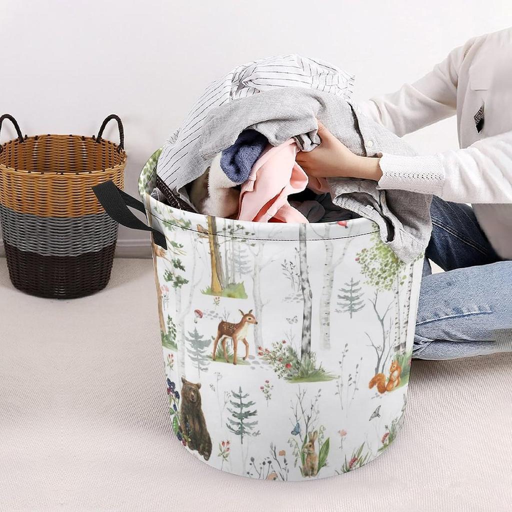 Корзина для белья «Лесные животные», Складная корзина для одежды, Водонепроницаемая корзина для хранения «Лес», «Лиса», «Медведь», «Олень», с ручкой, для детской комнаты, «Джунгли», «Олень», для стирки