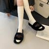 2025 New Autumn and Winter Mao Mao One-word with Open Toes and Half Tows, Wearing Mao Mao Open Toes Commuter Women's Warm Slippers