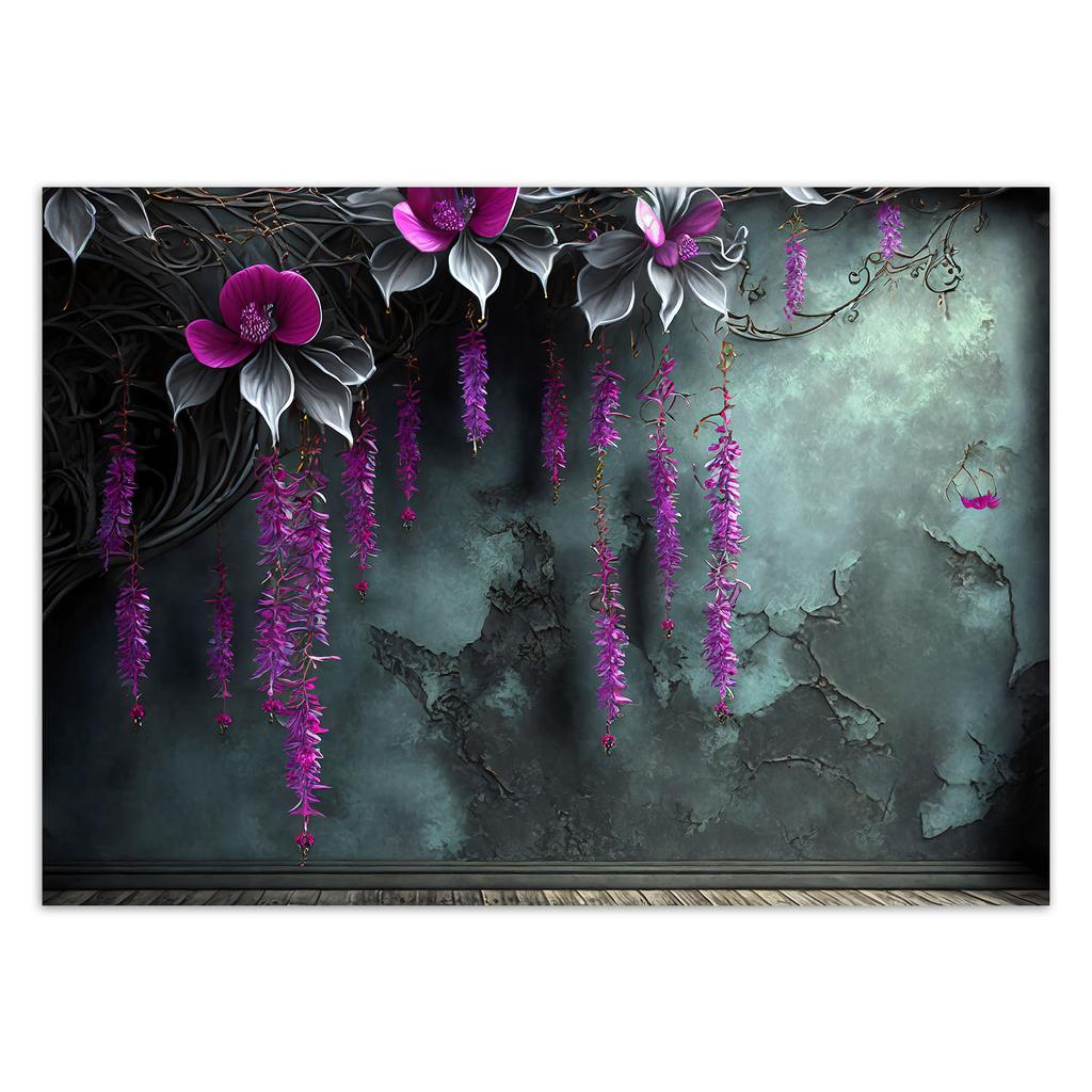 Wallpaper Hanging Purple flowers on concrete background