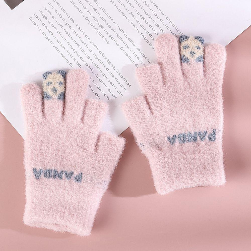 Kawaii Thicken Cycling  Letter Panda Women Winter Gloves Korean Mittens Outdoor Gloves