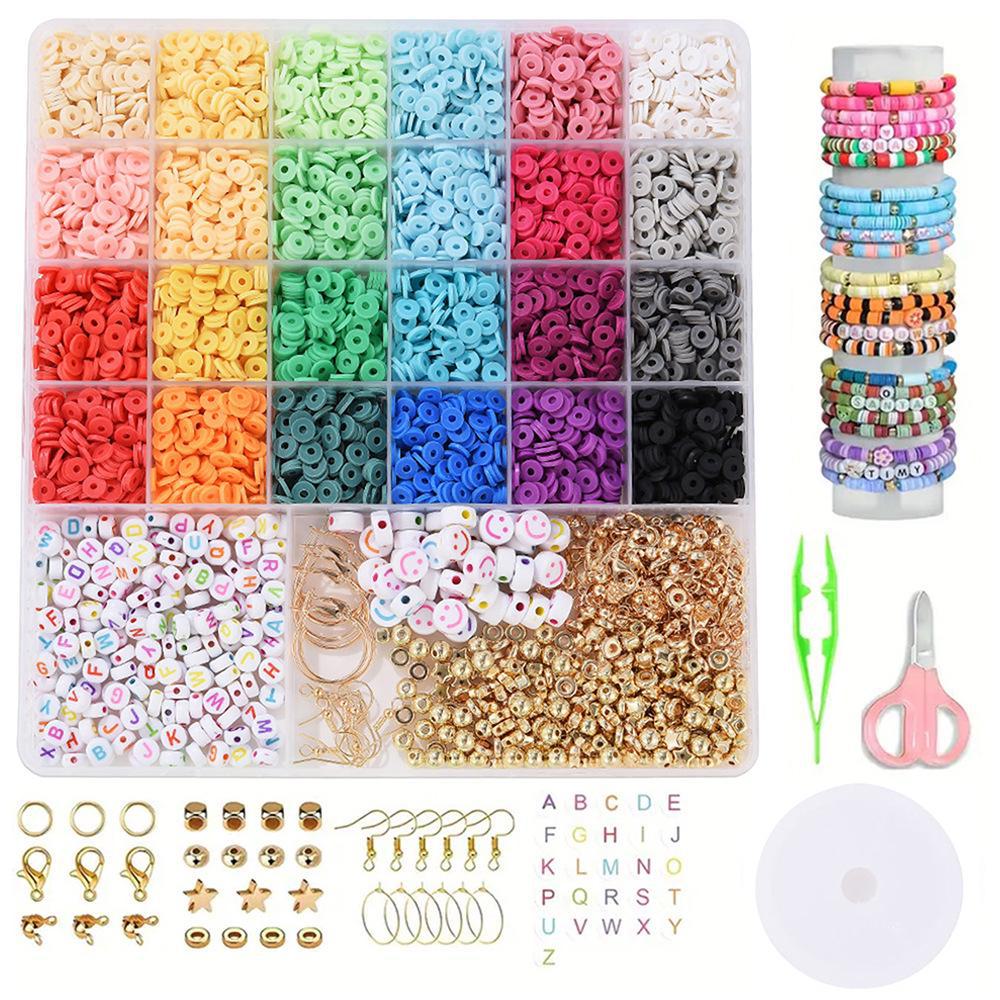 Набор для изготовления браслета из 24-сетчатой глины и рисовых бусин: Бусины 3 мм в 23 цветах для самодельных украшений