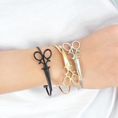 Женский модный серебряный браслет-ножницы из нержавеющей стали, регулируемый браслет для парных ювелирных изделий