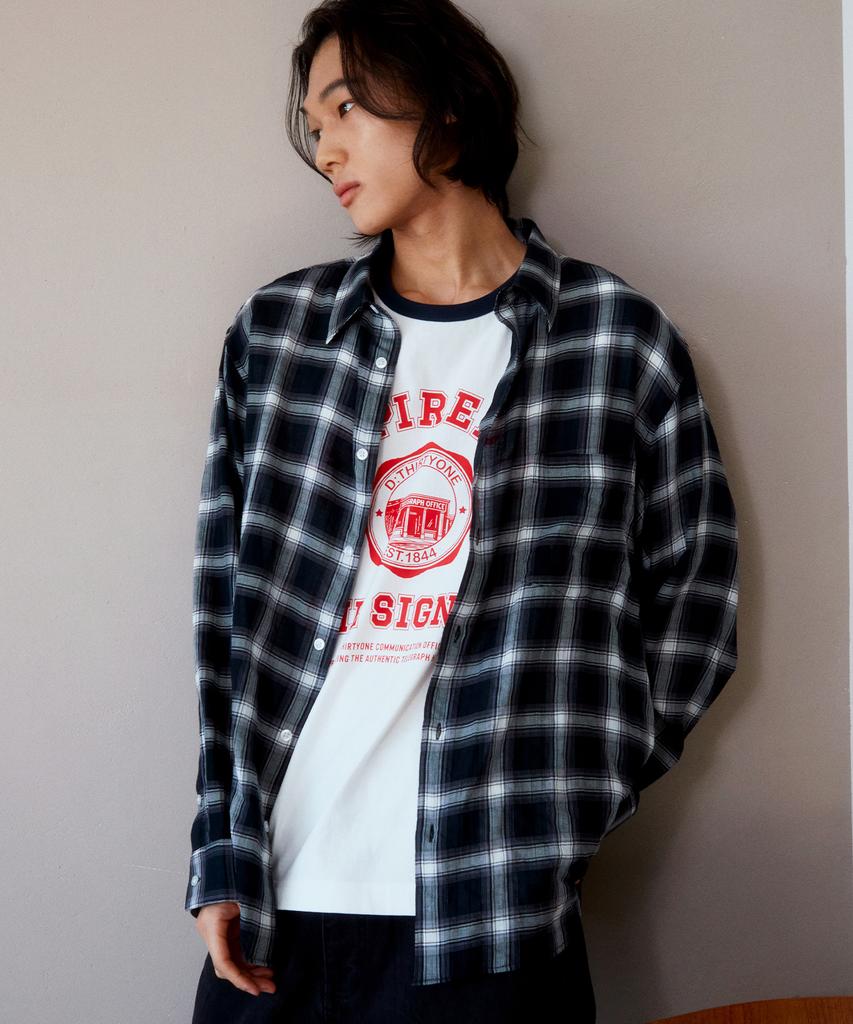 DTHIRTYONE All Day Linen-Like Check Shirt (Black)