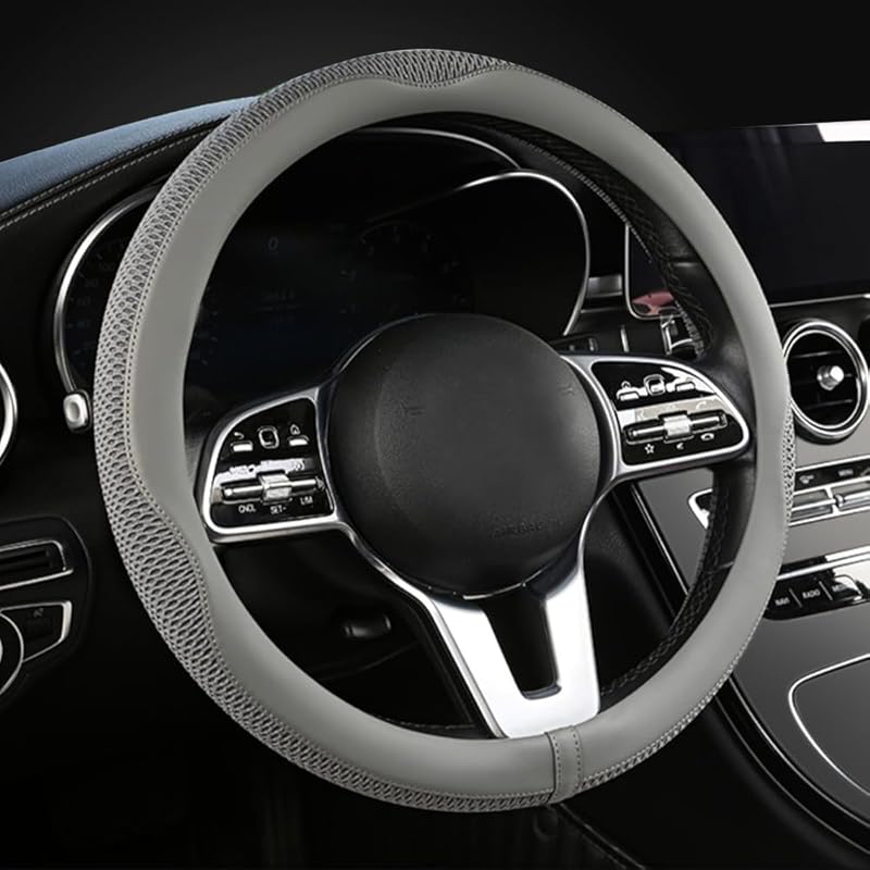 LKWLIKEI Car Steering Wheel Cover, Universal 15 Inch, The Latest Microfiber Leather Breathable Technology Fabric, Non-Slip, Comfortable, Warm In