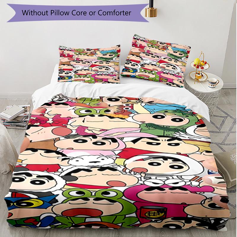 3pcs Duvet Cover Set (1*Duvet Cover + 2*Pillowcase, Without Core), Cartoon comics Print Soft All‑Season Bedding Set, Home Bedroom Decor Gift
