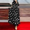 Muslim Series Polka Dot Women Long Long Sleeve Loose Swing Dress