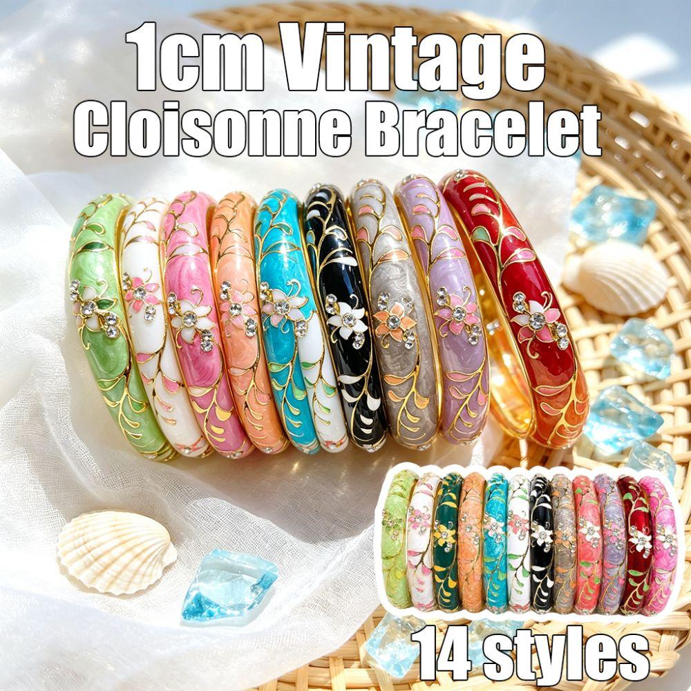 Enamel Vintage Flower Bangle Traditional Women's Hand Bracelet Jewelry Gifts