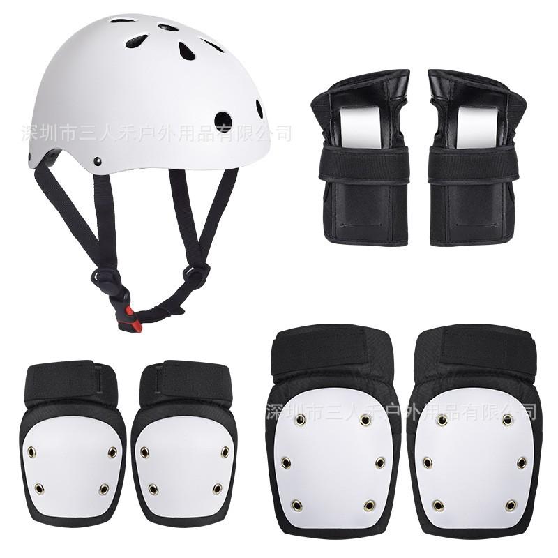 Skateboard Longboard Roller Skates Safety Gear Set Adults Kids Helmet Elbow Knee Wrist Hand Protection