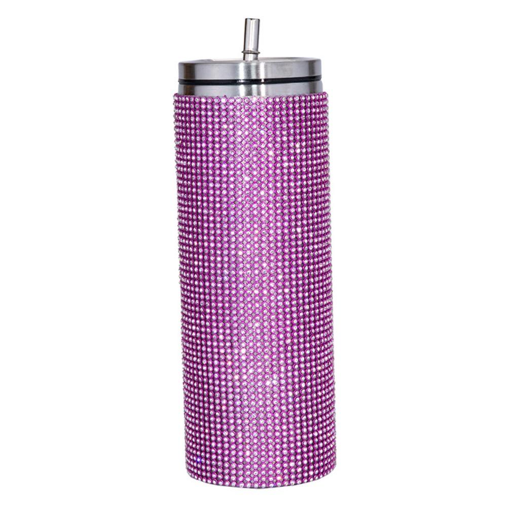 Bling Rhinestone Thermos Bottles Leopard Print Stainless Steel Water Bottle  Outdoor Activities