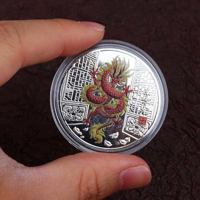 1 шт. памятные монеты 2024 года «Год Дракона» с нарисованным значком зодиака AVE