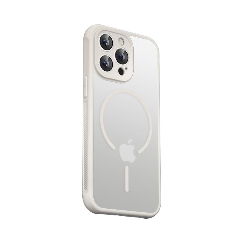 Compatible Apple iPhone 14 Pro Max Case - Skin-Feel Magnetic Full-Coverage Shockproof Lightweight Soft Silicone, Frosted White