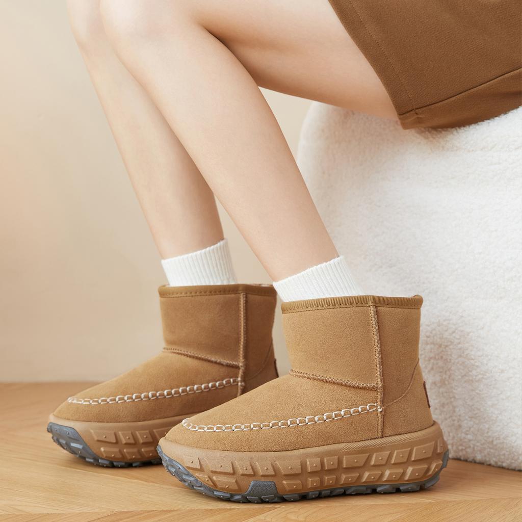 Осенне-зимние женские новые дуриановые подошвы бархатные короткие ботинки зимние повседневные универсальные толстоподошвенные утолщенные хлопковые туфли